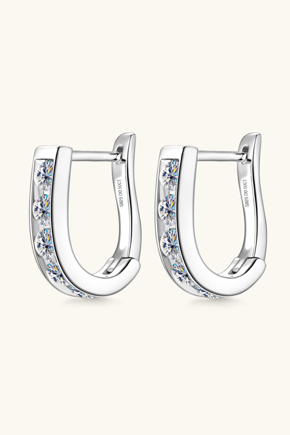 1 Carat Moissanite 925 Sterling Silver Hoop Earrings with Crystal Accents