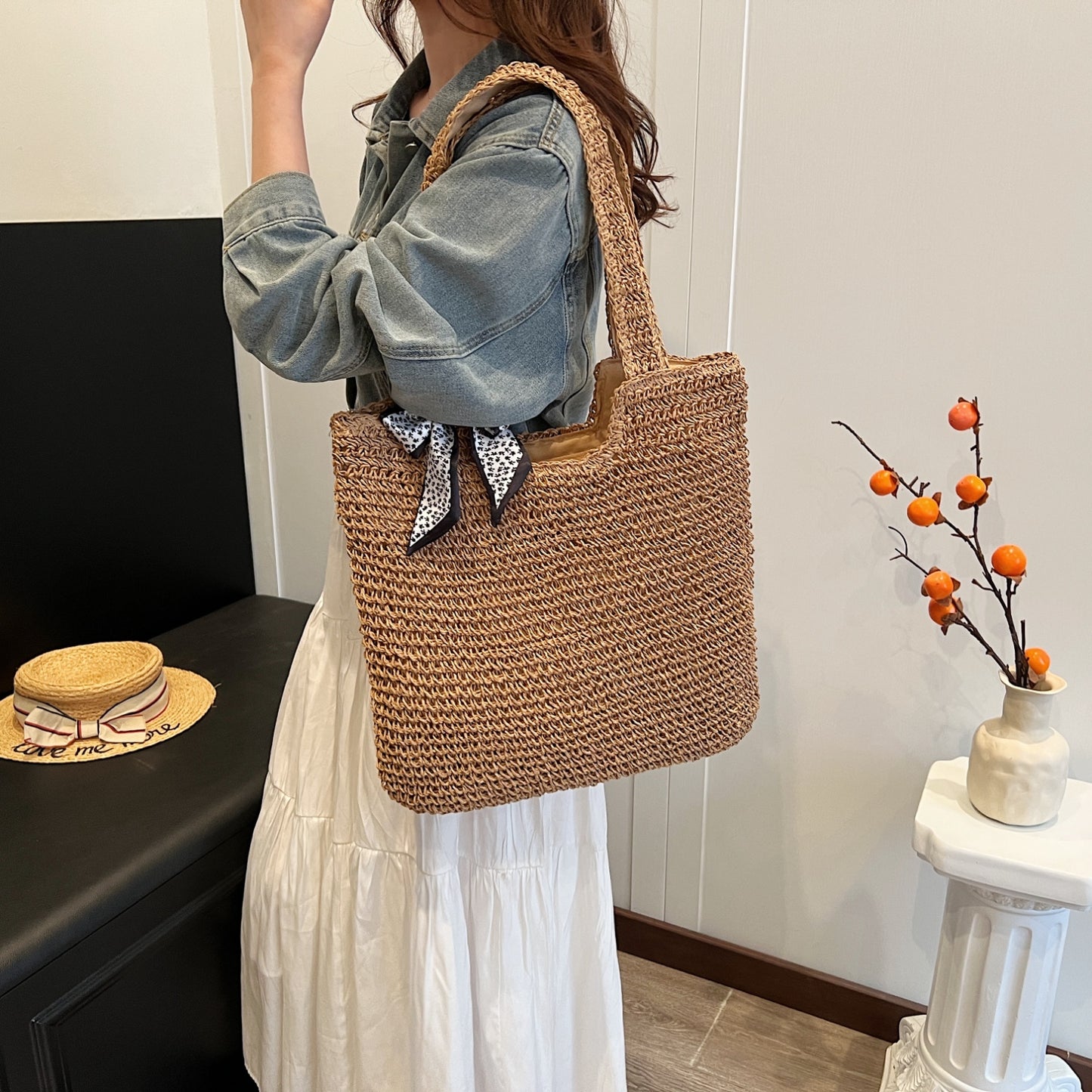 Straw Woven Tote Bag