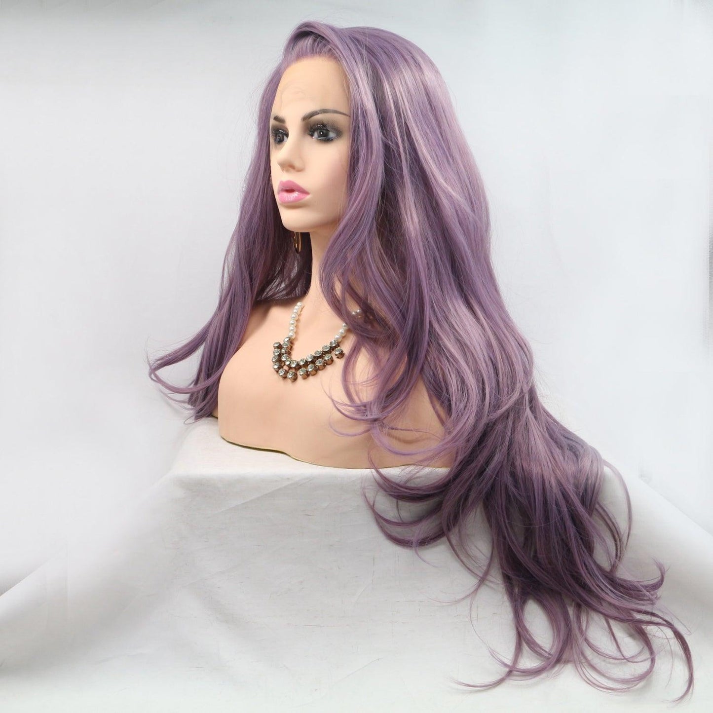 Long, Wavy Purple Wig with 130% Density