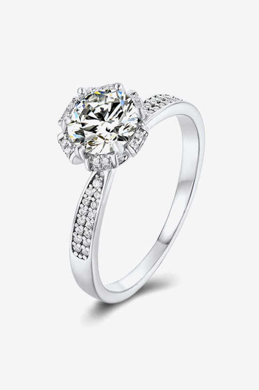 925 Sterling Silver 1 Carat Moissanite Ring - KevRow5760