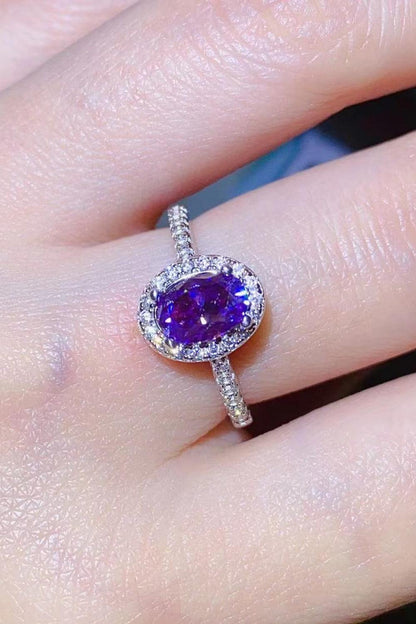 925 Sterling Silver 1 Carat Purple Moissanite Ring - KevRow5760