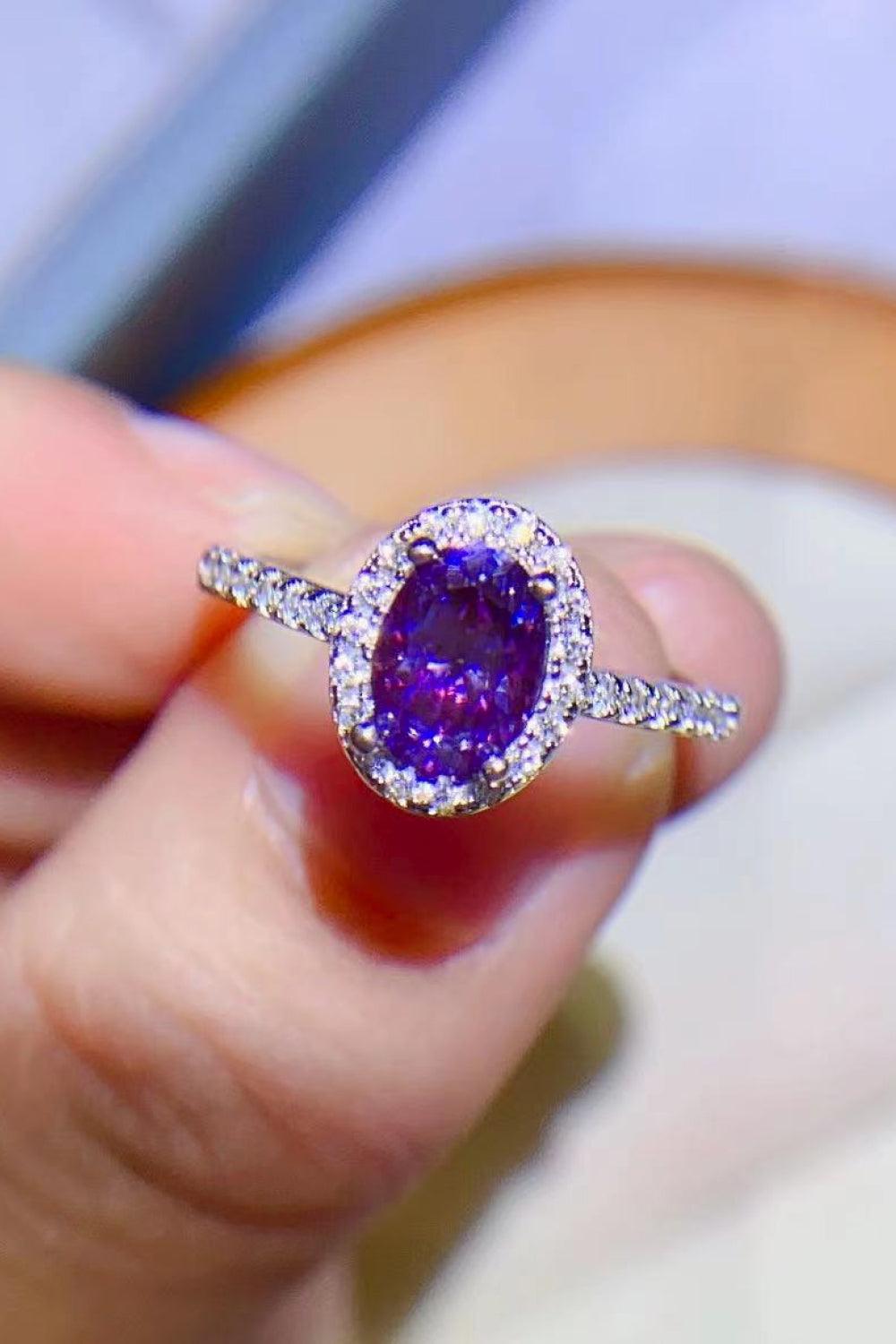 925 Sterling Silver 1 Carat Purple Moissanite Ring - KevRow5760