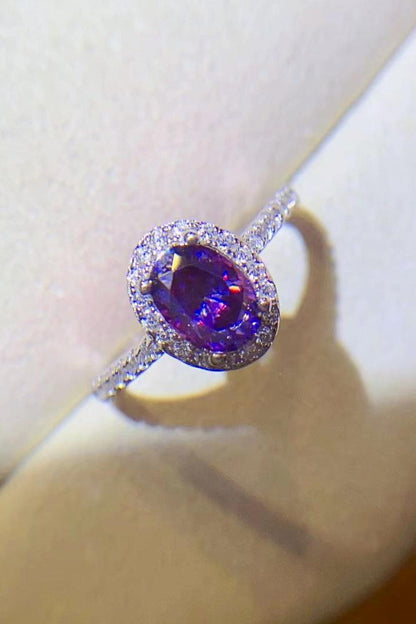 925 Sterling Silver 1 Carat Purple Moissanite Ring - KevRow5760