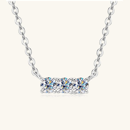 925 Sterling Silver Inlaid Moissanite Bar Necklace - KevRow5760