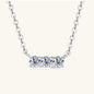 925 Sterling Silver Inlaid Moissanite Bar Necklace - KevRow5760