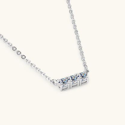 925 Sterling Silver Inlaid Moissanite Bar Necklace - KevRow5760