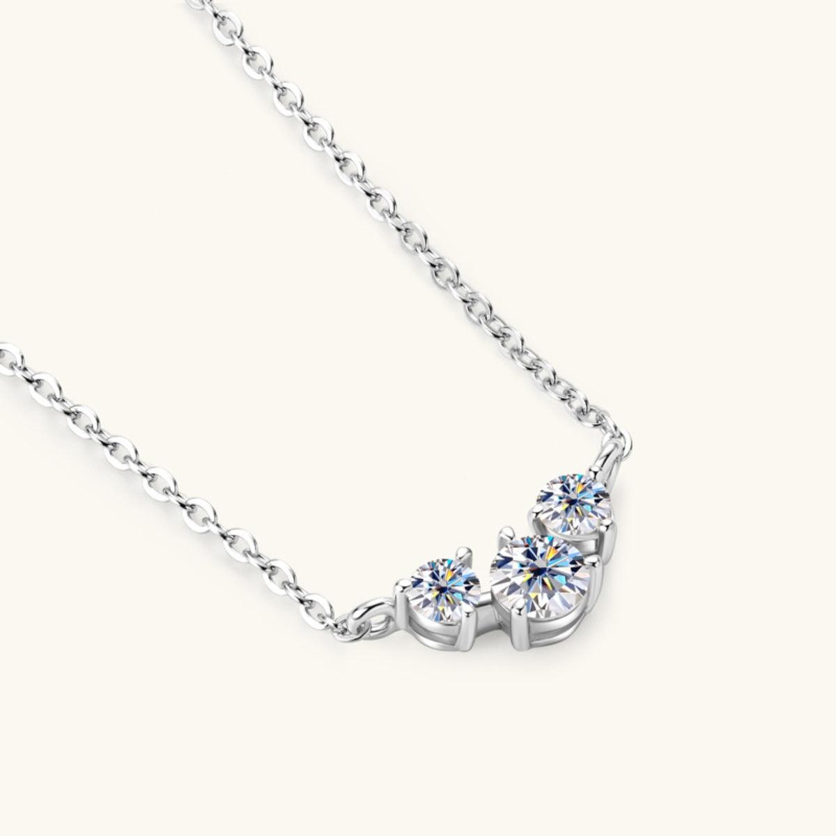 925 Sterling Silver Inlaid Moissanite Necklace - KevRow5760