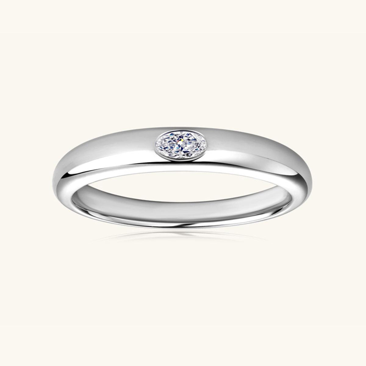 925 Sterling Silver Inlaid Moissanite Ring - KevRow5760