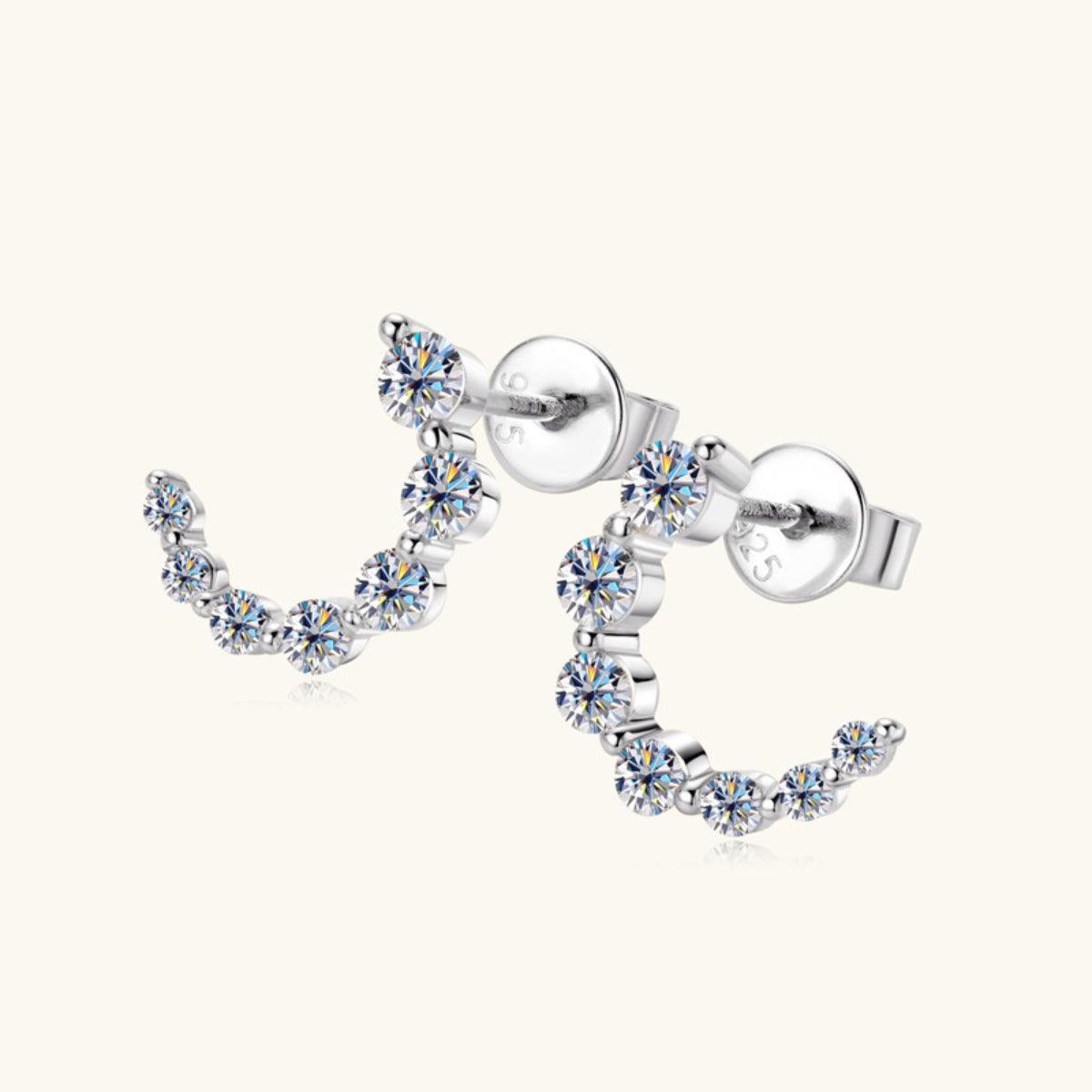 925 Sterling Silver Inlaid Moissanite Stud Earrings - KevRow5760