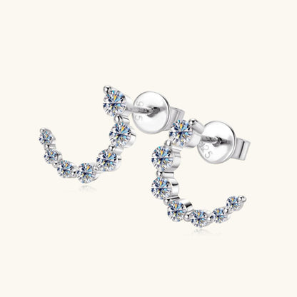 925 Sterling Silver Inlaid Moissanite Stud Earrings - KevRow5760