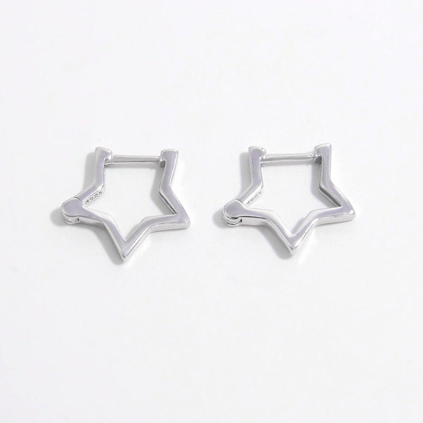 925 Sterling Silver Inlaid Zircon Star Earrings - KevRow5760