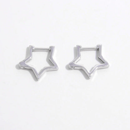 925 Sterling Silver Inlaid Zircon Star Earrings - KevRow5760