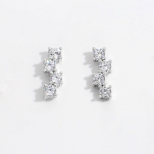 925 Sterling Silver Inlaid Zircon Stud Earrings - KevRow5760