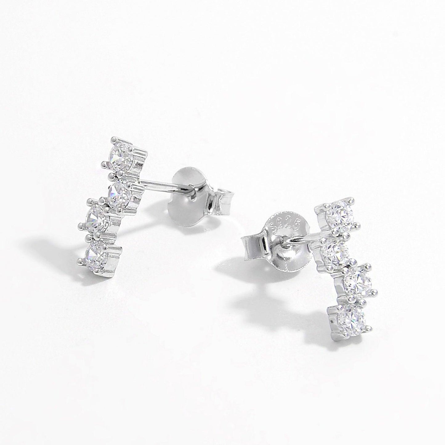 925 Sterling Silver Inlaid Zircon Stud Earrings - KevRow5760