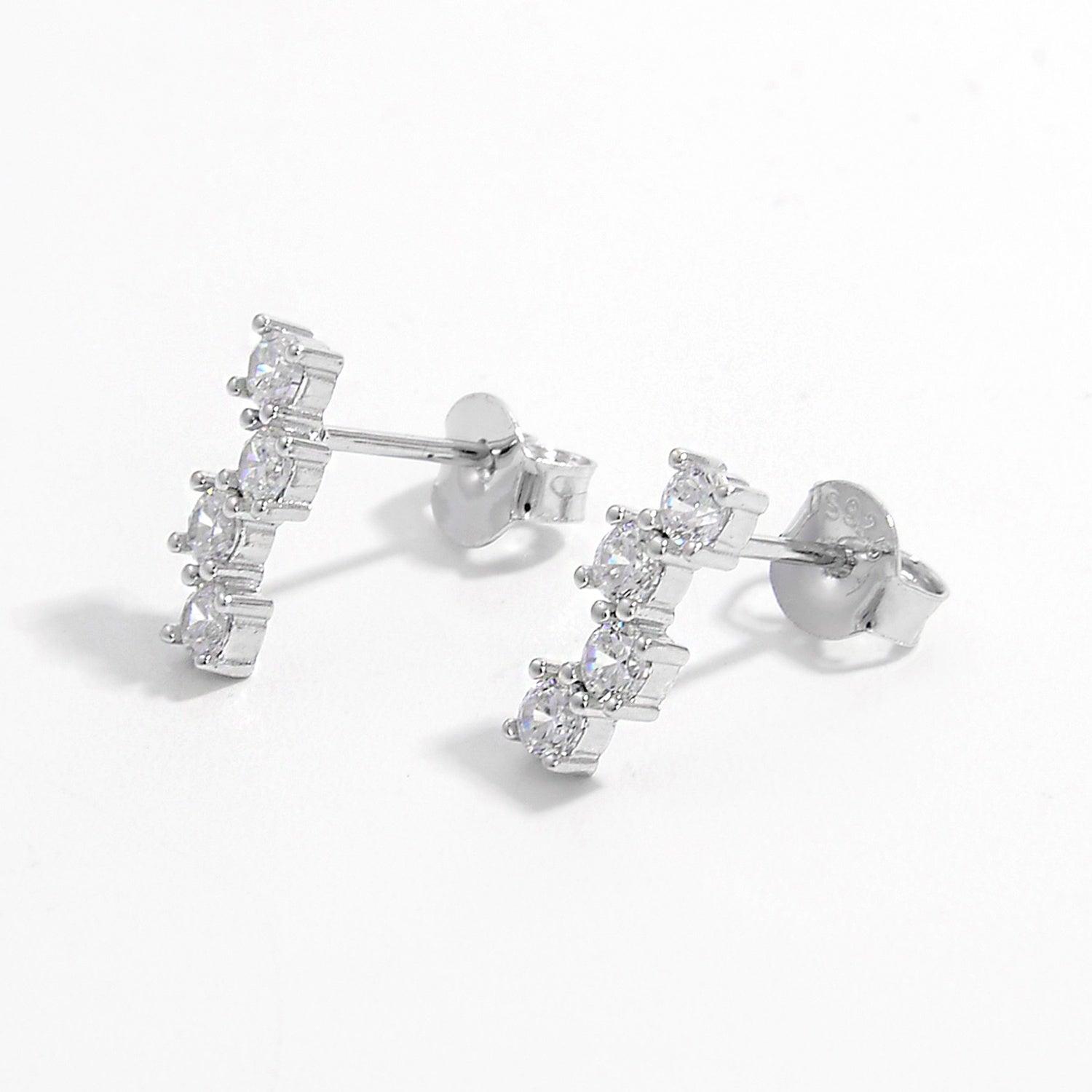 925 Sterling Silver Inlaid Zircon Stud Earrings - KevRow5760