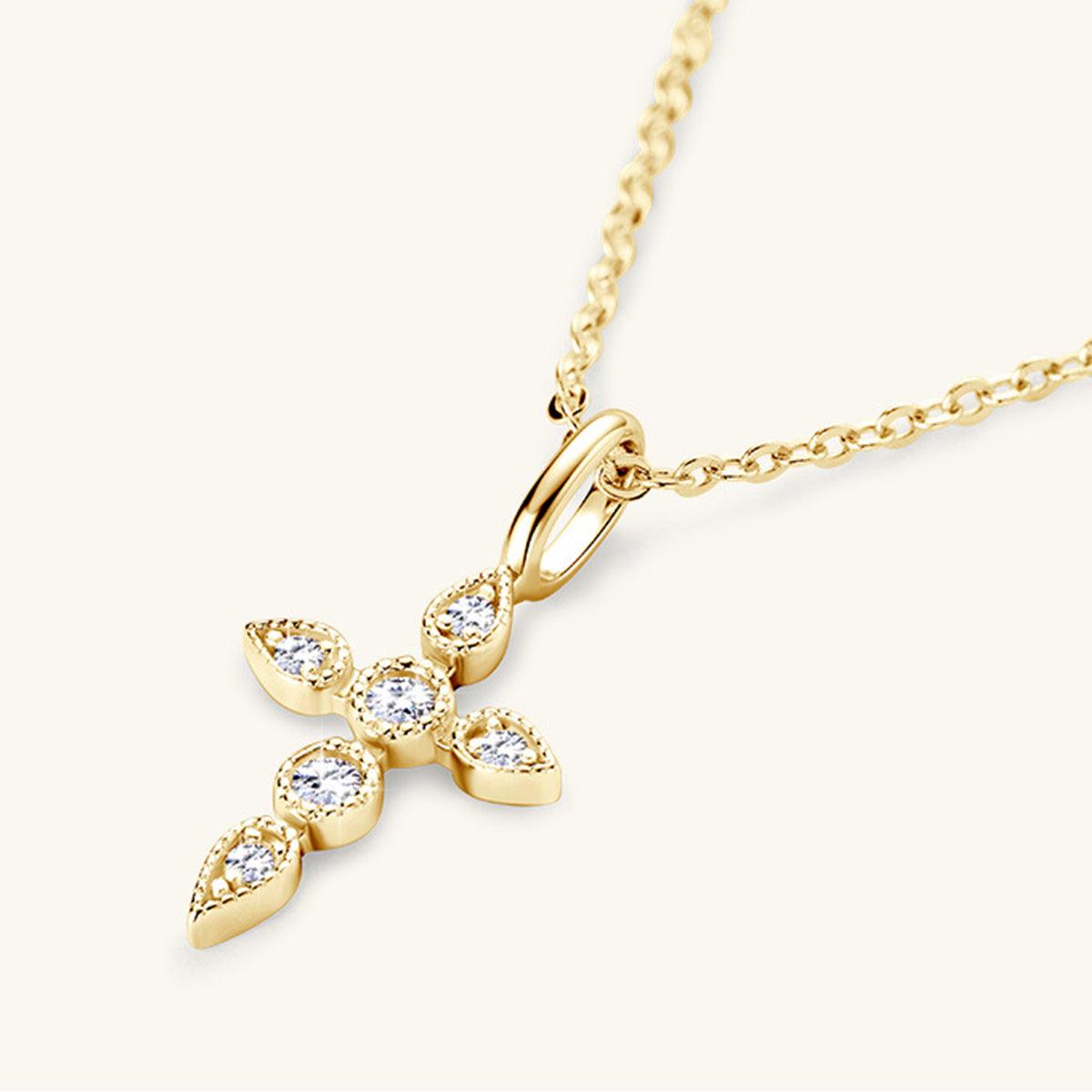 925 Sterling Silver Moissanite Cross Pendant Necklace - KevRow5760