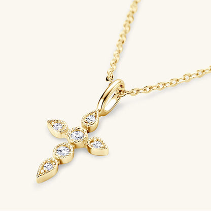 925 Sterling Silver Moissanite Cross Pendant Necklace - KevRow5760