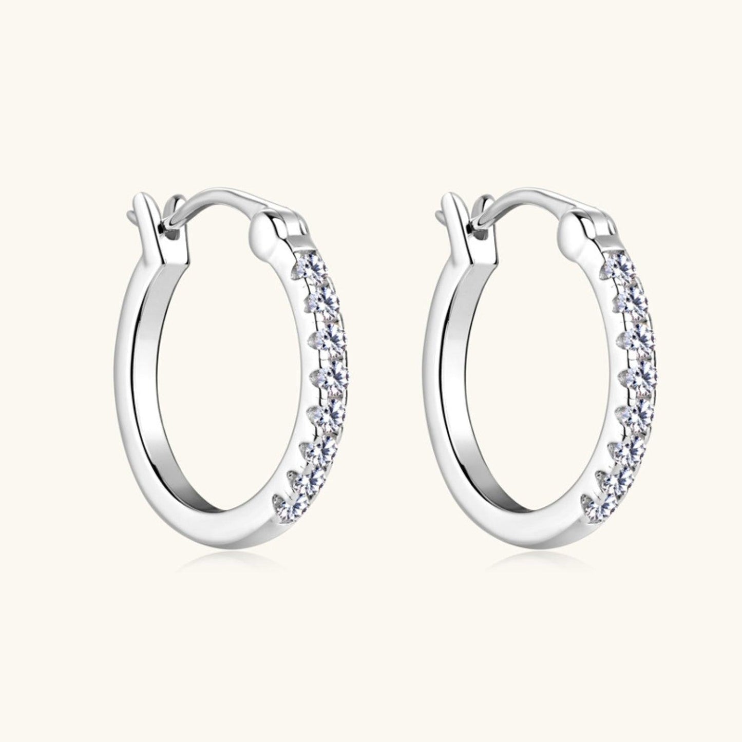 925 Sterling Silver Moissanite Huggie Earrings - KevRow5760