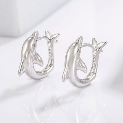 925 Sterling Silver Zircon Dolphin Earrings - KevRow5760