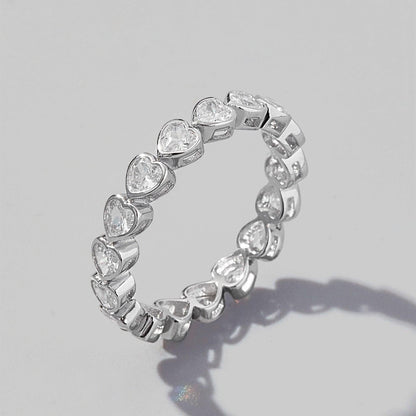 925 Sterling Silver Zircon Heart Ring - KevRow5760