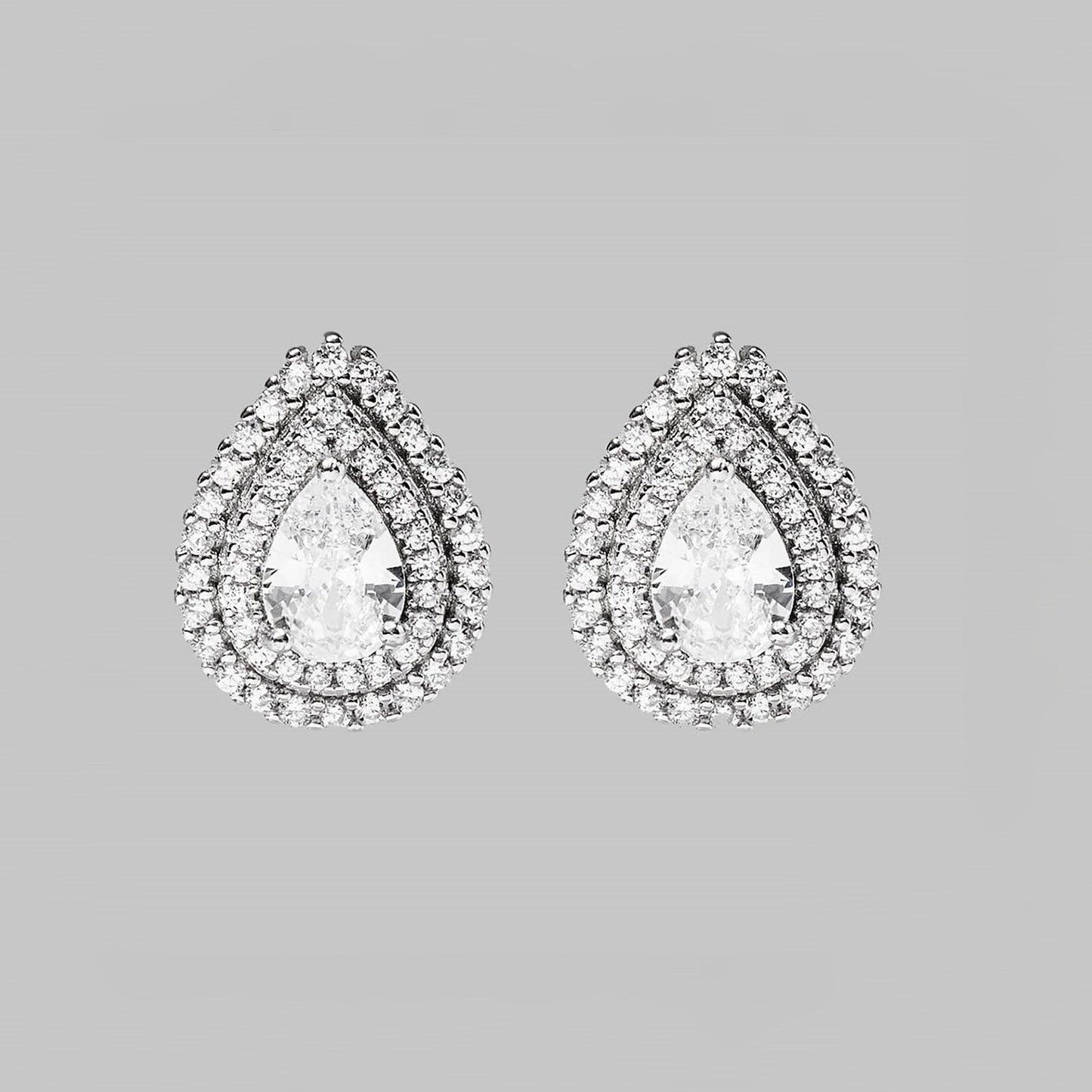 925 Sterling Silver Zircon Teardrop Shape Stud Earrings - KevRow5760