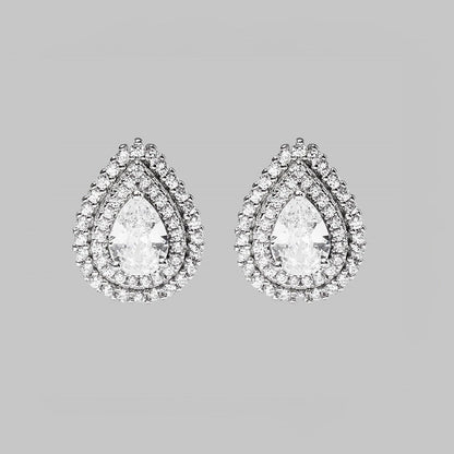 925 Sterling Silver Zircon Teardrop Shape Stud Earrings - KevRow5760