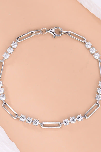 Elegant 1.8 Carat Moissanite 925 Sterling Silver Bracelet showcasing sparkling stones in a chic yet delicate design.