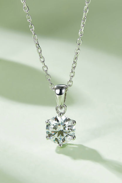 Elegant 1 Carat Moissanite Pendant on Sterling Silver Chain