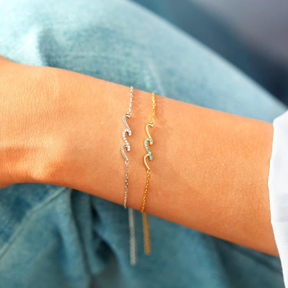 a woman's arm with two bracelets on it