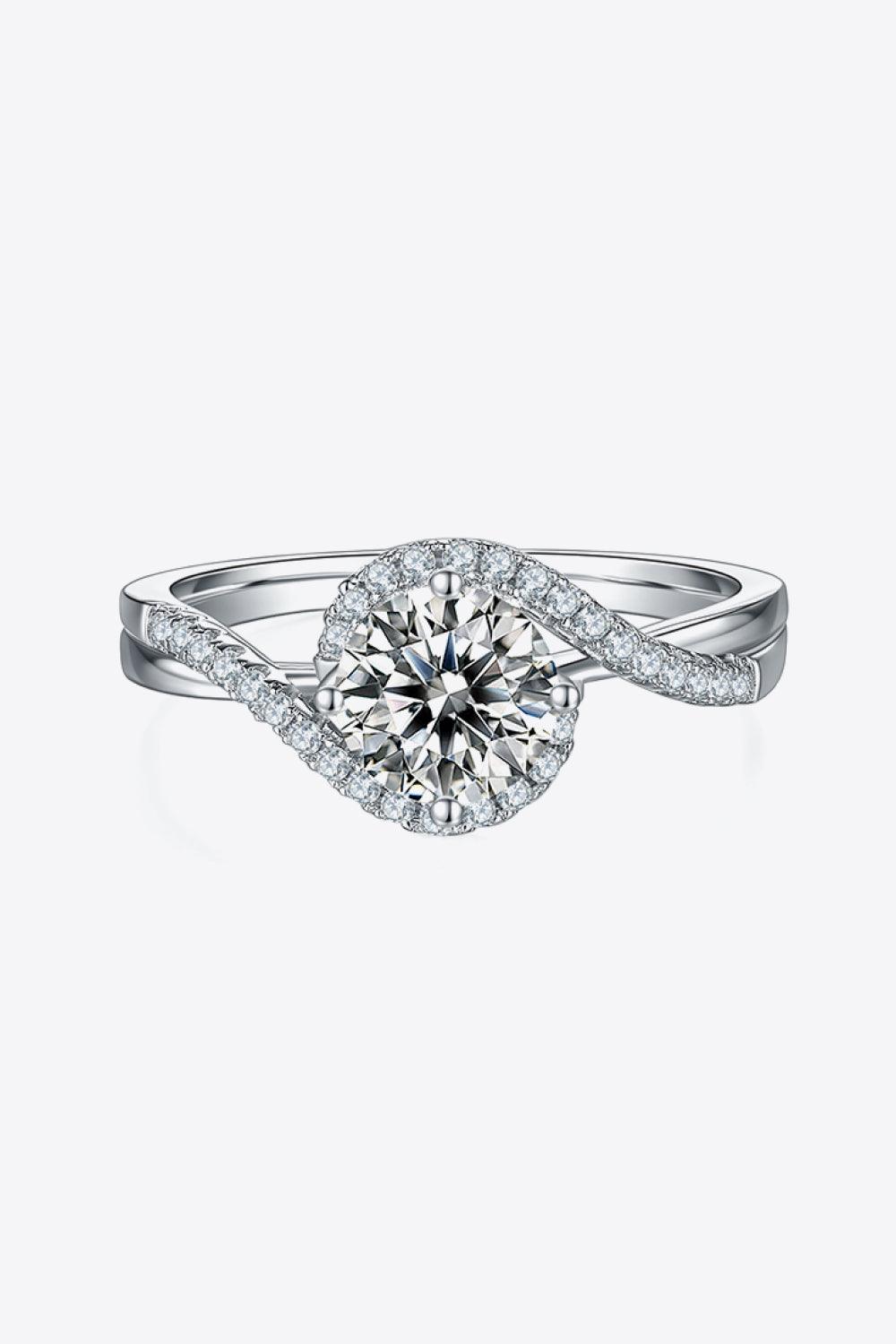 Adored 1 Carat Moissanite 925 Sterling Silver Crisscross Ring - KevRow5760