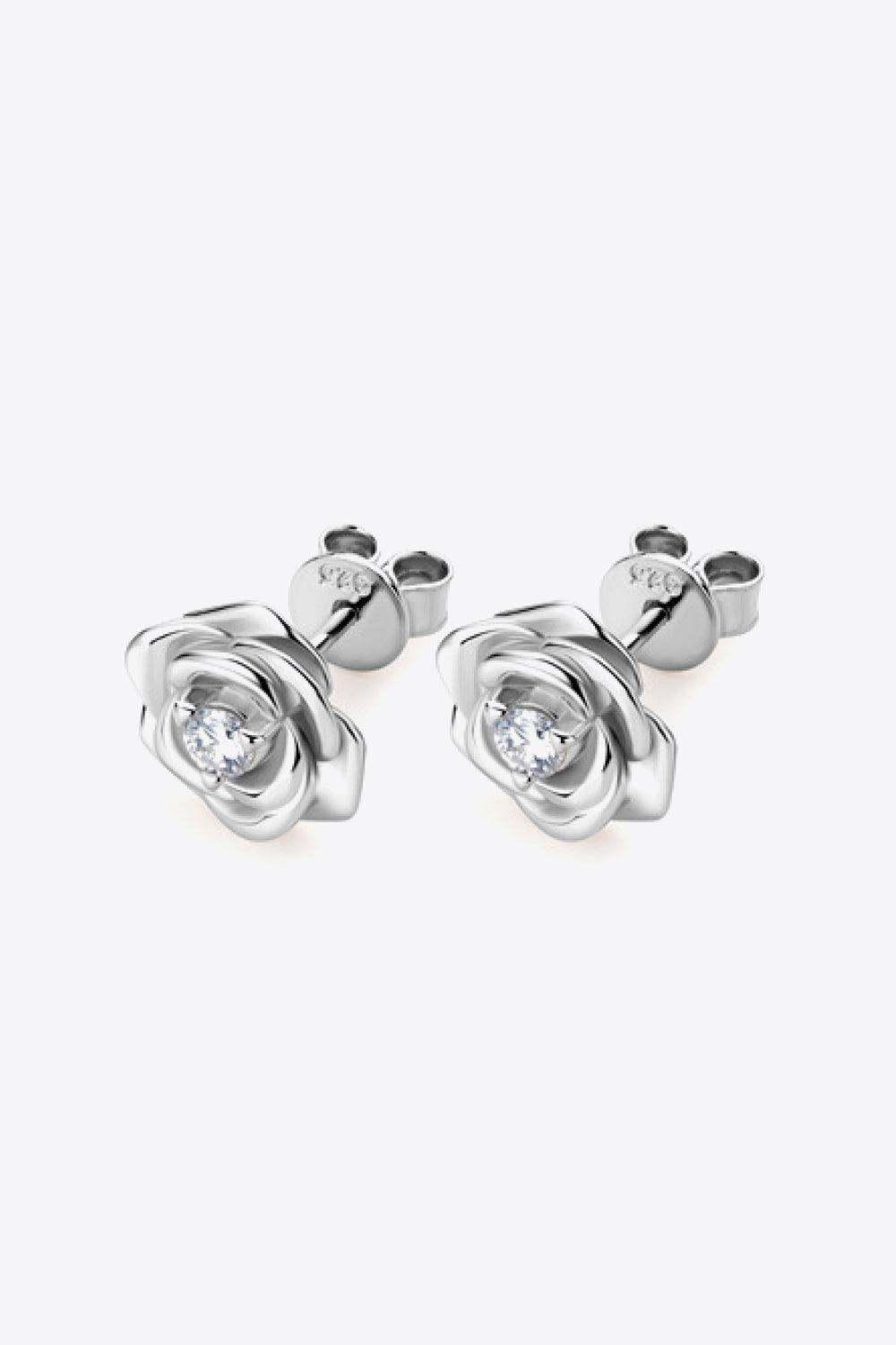 Adored Moissanite Flower 925 Sterling Silver Earrings - KevRow5760