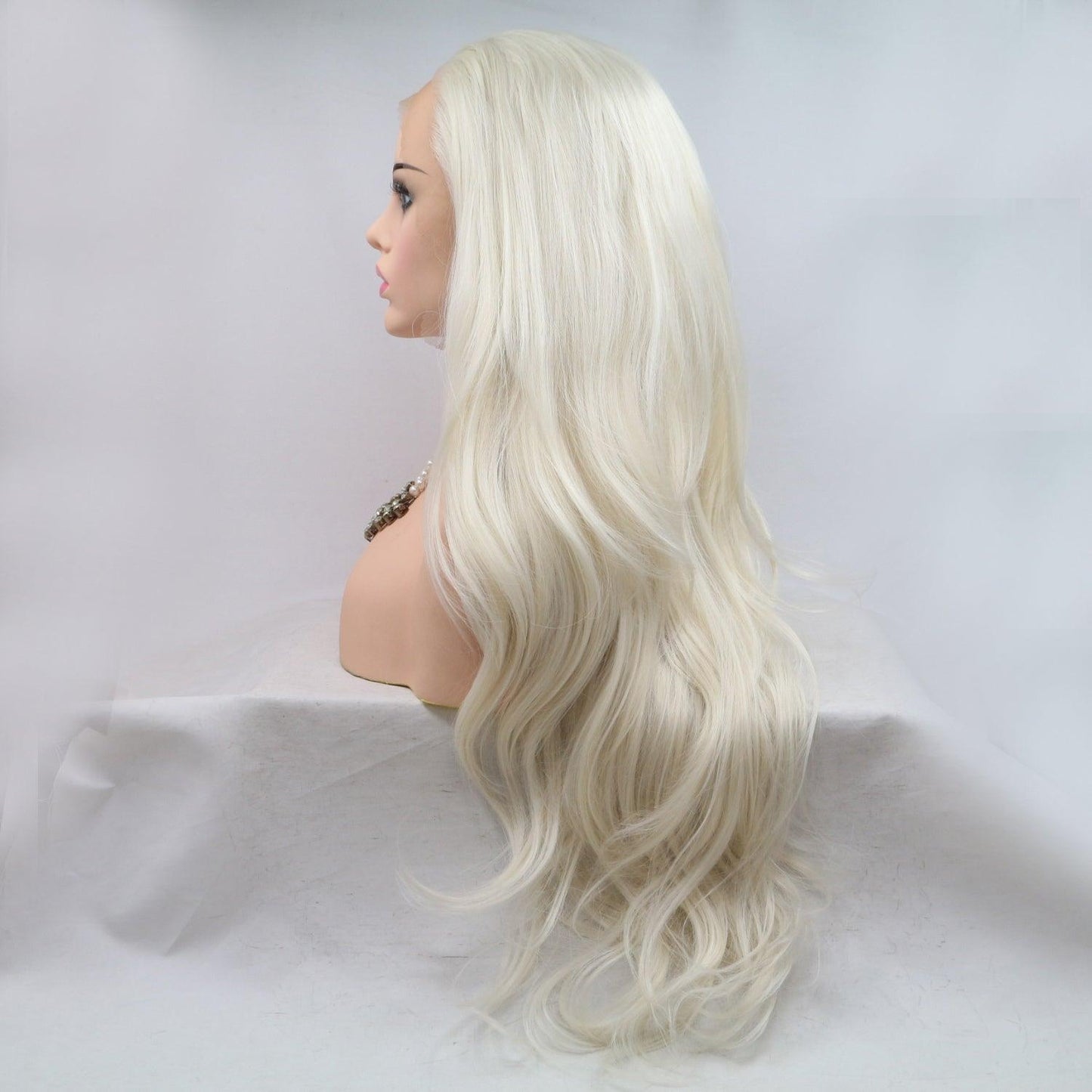 Long, Wavy Synthetic Wig with 130% Density and Lace Front Design