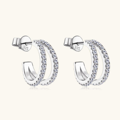 Moissanite 925 Sterling Silver C-Hoop Earrings - KevRow5760