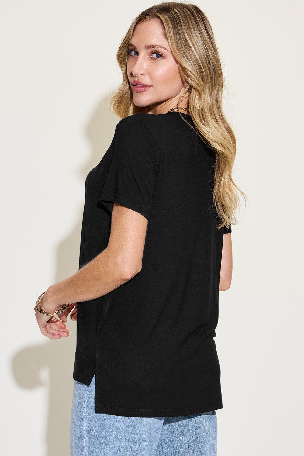 Basic Bae Full Size V-Neck High-Low T-Shirt - KevRow5760