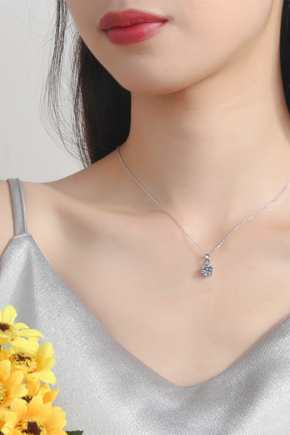 Elegant 1 Carat Moissanite Pendant Necklace on Silver Chain