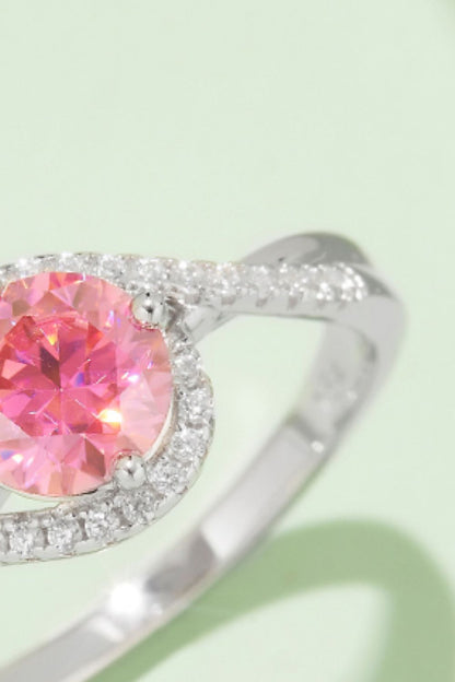 Elegant Pink Moissanite Engagement Ring on Silver Band