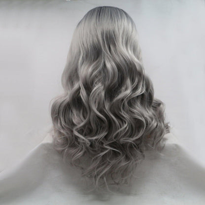 Gorgeous long, wavy gray wig with 130% density for a full, voluminous look.