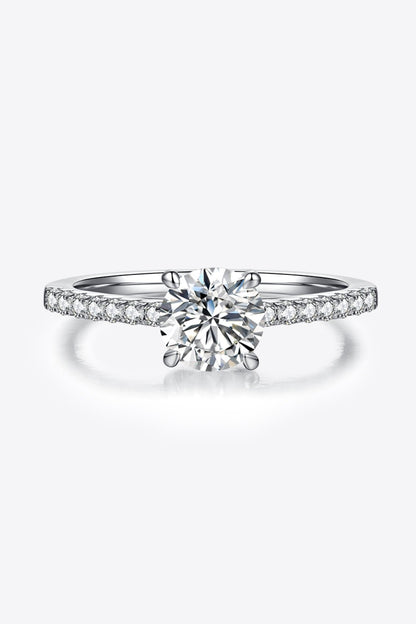 Elegant 1 Carat Moissanite 925 Sterling Silver Solitaire Engagement Ring with Sparkling Side Stones