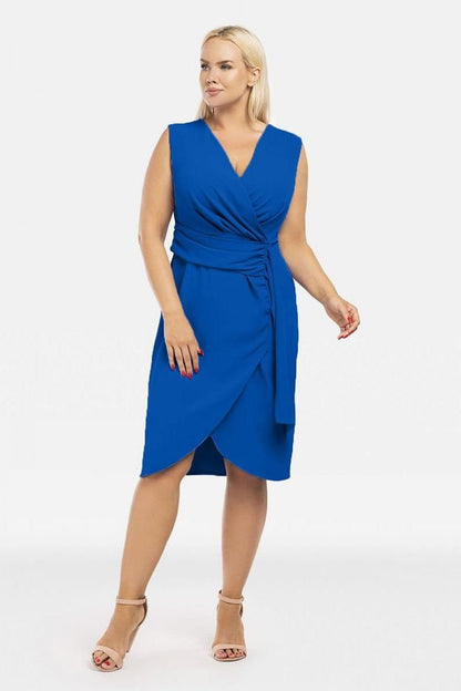 Elegant Plus Size Midi Dress - Florence Style with Envelope Cut and Decorative Details for Formal Occasions