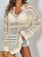 Cutout Notched Long Sleeve Cover-Up - KevRow5760