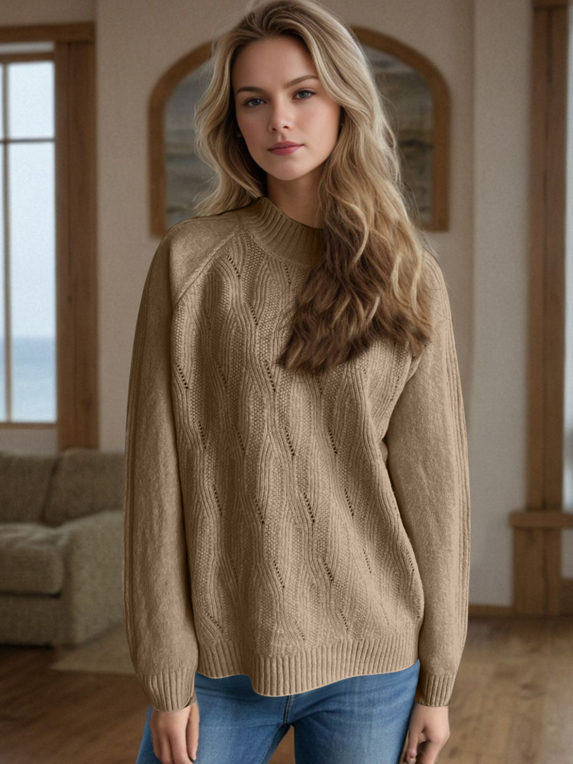 Mock Neck Long Sleeve Sweater