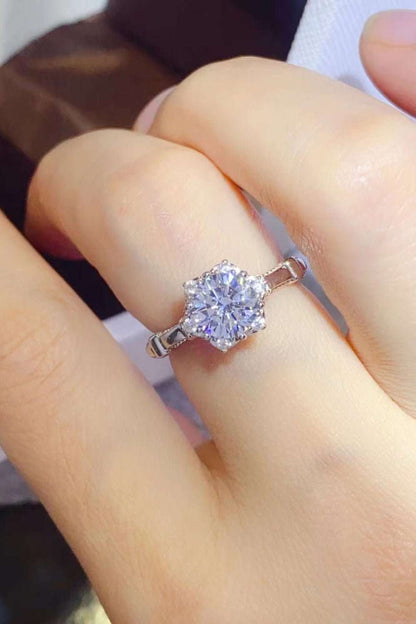 Elegant Moissanite Engagement Ring on Female Hand