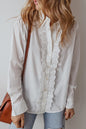 Eyelet Button Down Long Sleeve Shirt