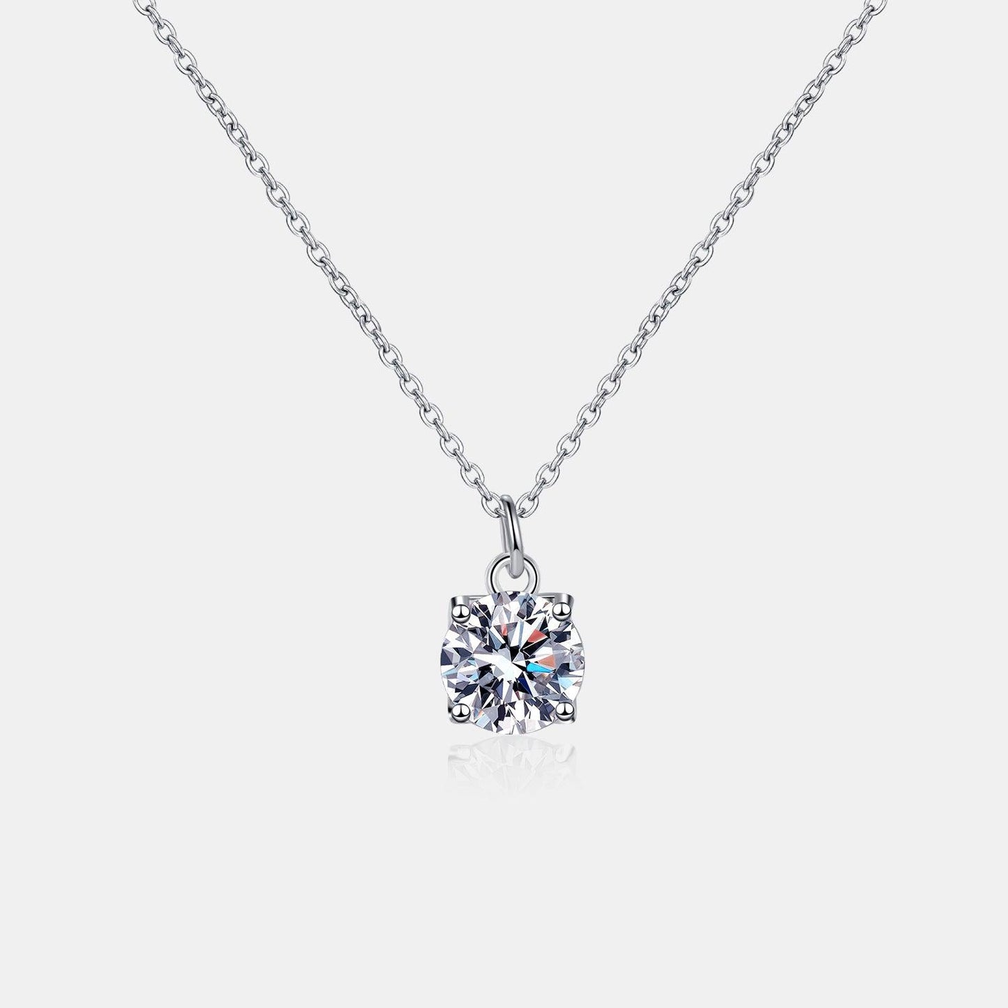 1 Carat Moissanite Pendant - Elegant Sterling Silver Necklace