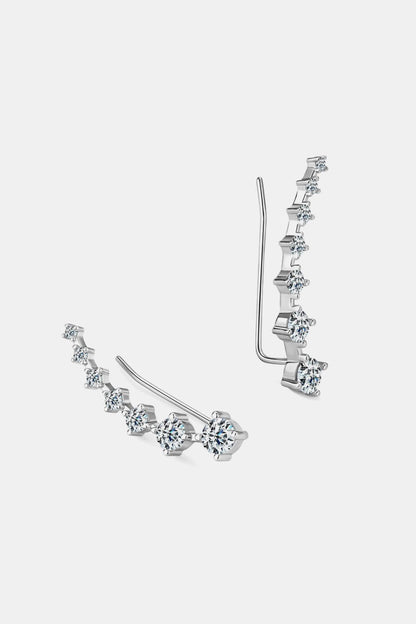 Elegant 1.9 carat moissanite sterling silver earrings with sparkling floral design