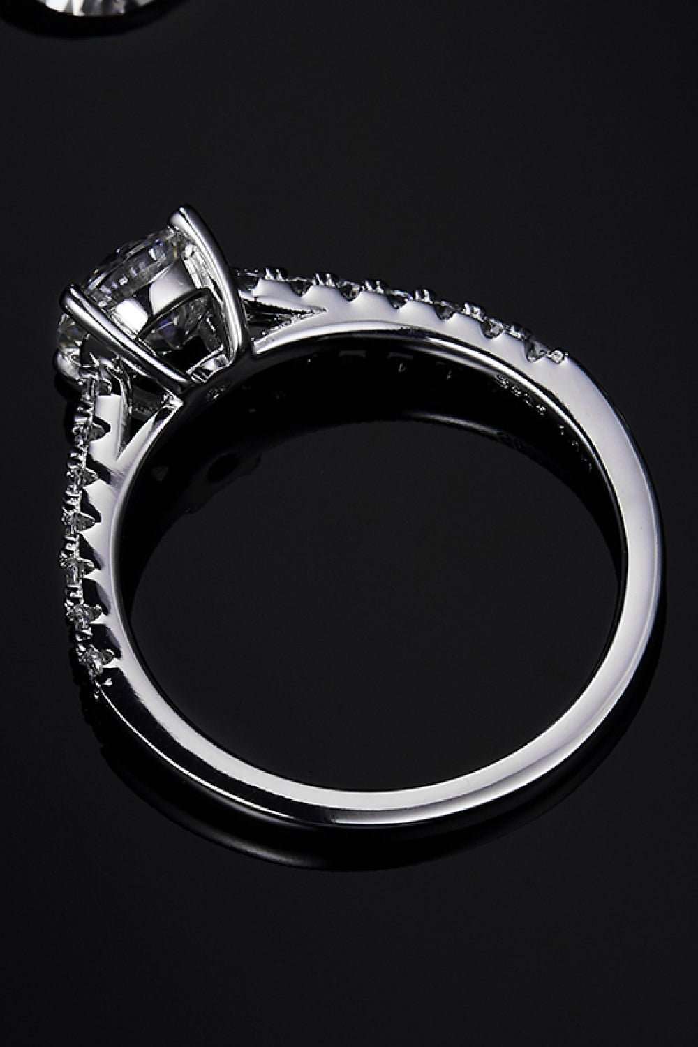 Elegant 1 Carat Moissanite Sterling Silver Side Stone Ring