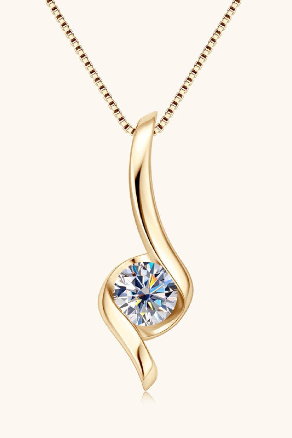 Elegant 1 Carat Moissanite Pendant on 925 Sterling Silver Chain