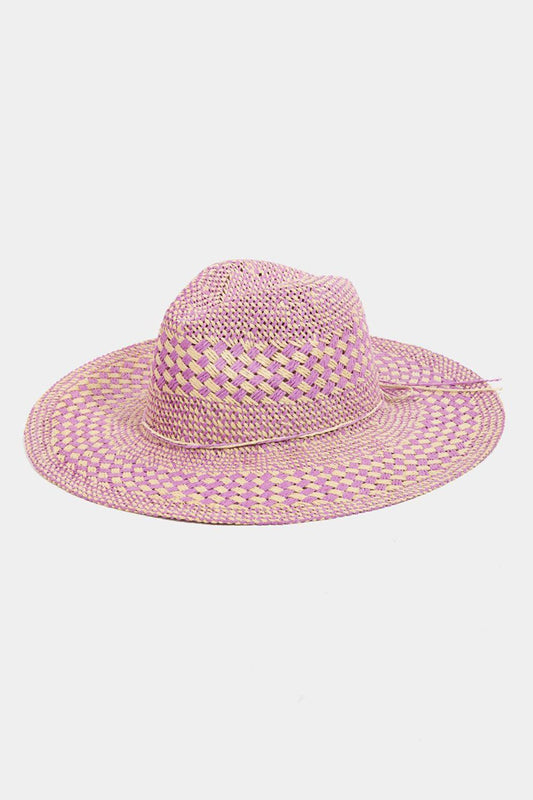 Fame Checkered Straw Weave Sun Hat - KevRow5760