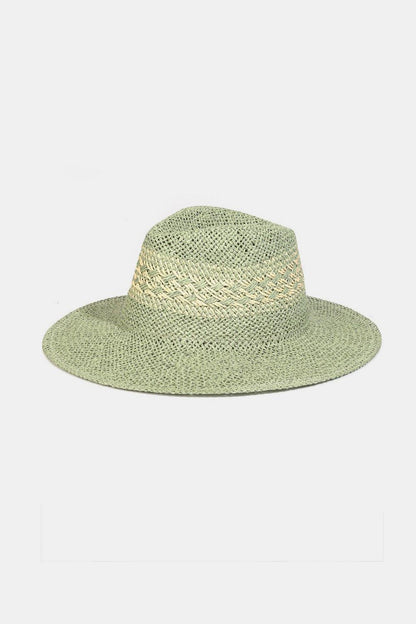 Fame Contrast Wide Brim Straw Hat - KevRow5760