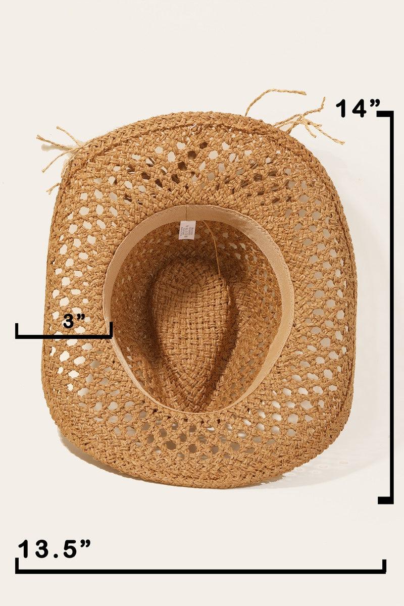 Fame Cowrie Shell Beaded String Straw Hat - KevRow5760